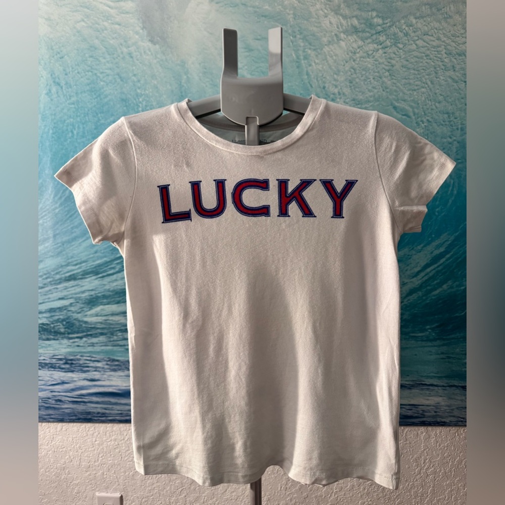 Lucky Brand White Tee with Blue Text